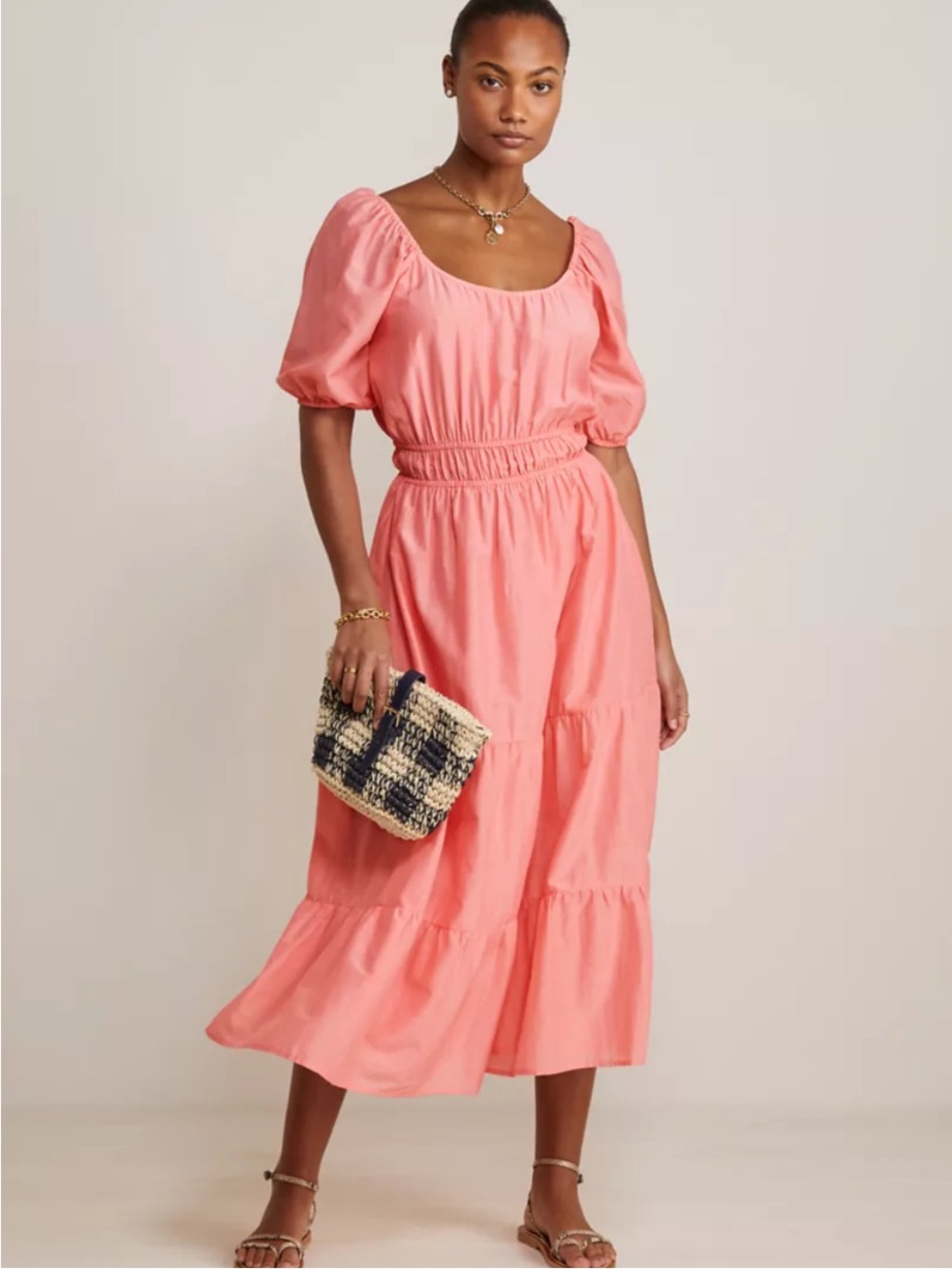Vineyard Vines Women's Tiered Smocked Waist Maxi Dress Cayman Size Large